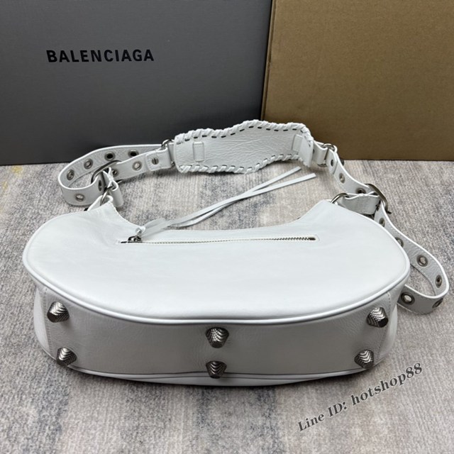 Balenciaga專櫃爆款Le Cagole半月牙腋下包餃子包 巴黎世家經典大號爆裂黑鱷金機車包 fyj1074